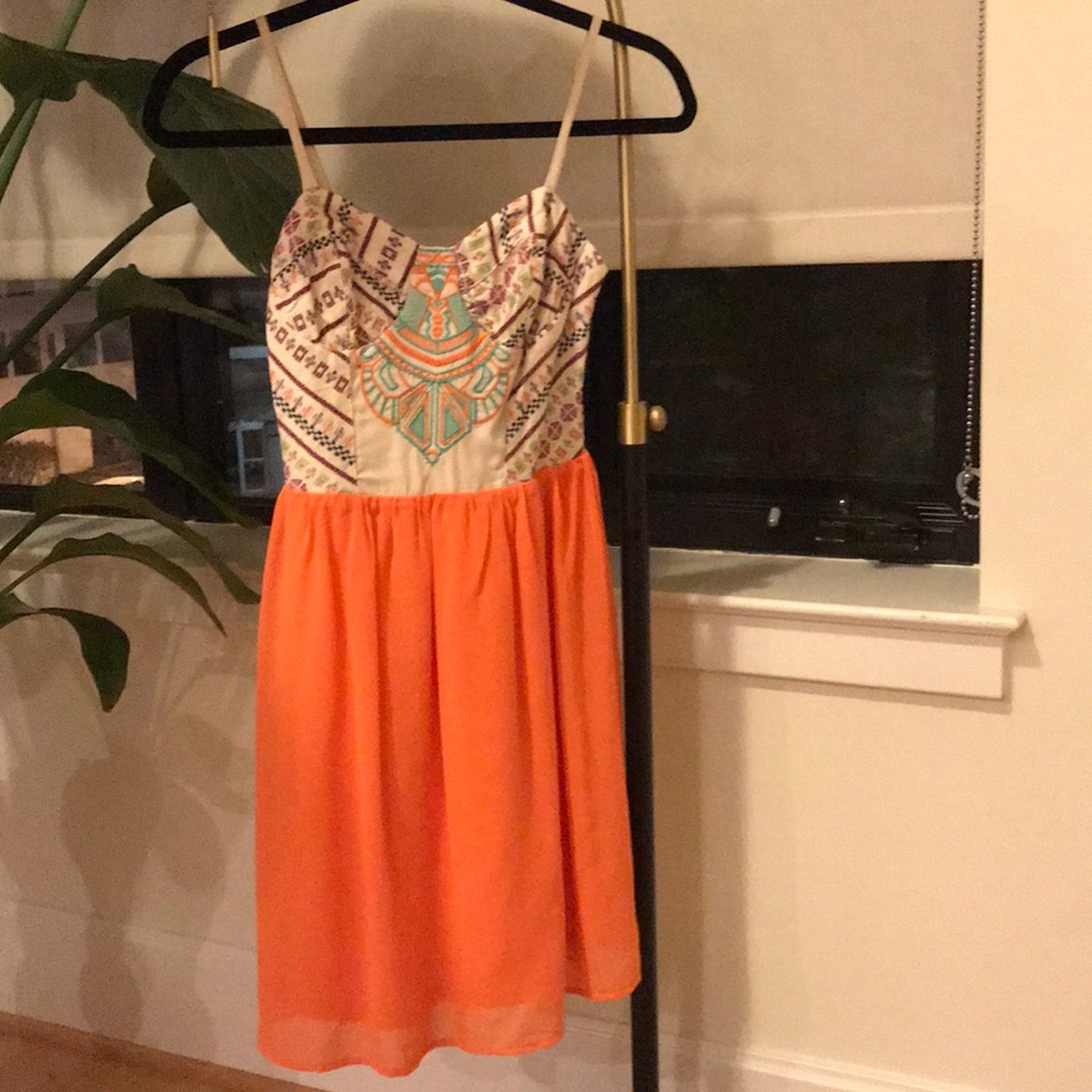 Boutique Boho Tribal/Aztec Dress - Orange